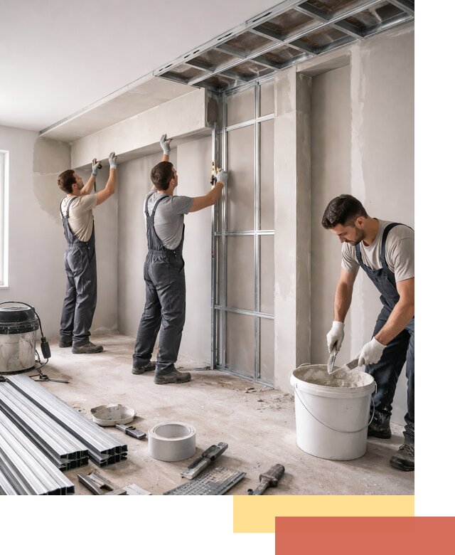 Монтаж потолка из гипсокартона с нишей в Муроме