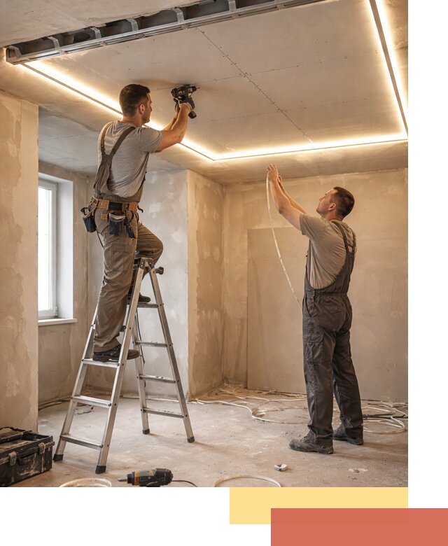 Потолок из гипсокартона с подсветкой в Муроме