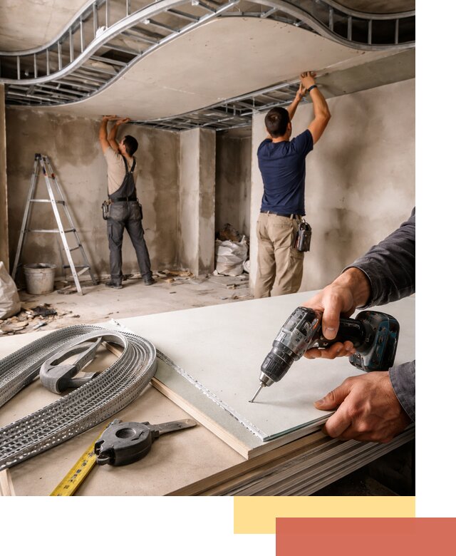 Криволинейный потолок из гипсокартона в Муроме — монтаж и отделка