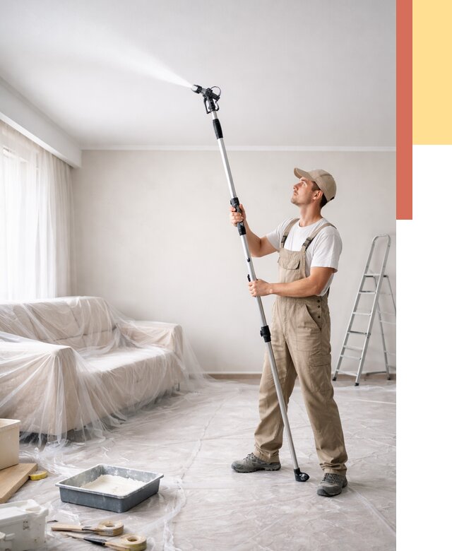 Покраска потолка краскопультом в Муроме от 4595 руб. быстро и недорого | ОТДЕЛОЧНИК-Мум