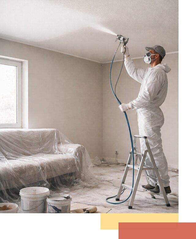 Покраска потолка краскопультом в Муроме быстро и качественно