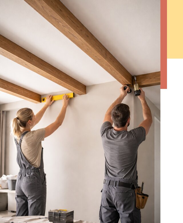 Монтаж декоративных балок на потолок в Муроме от 4288 руб. — ОТДЕЛОЧНИК-Мум